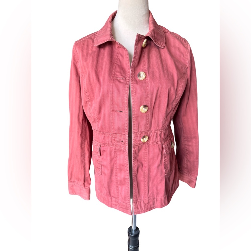 G.H. Bass Button Front Utility Jacket Casual Coat Women’s Size Small Barn Red